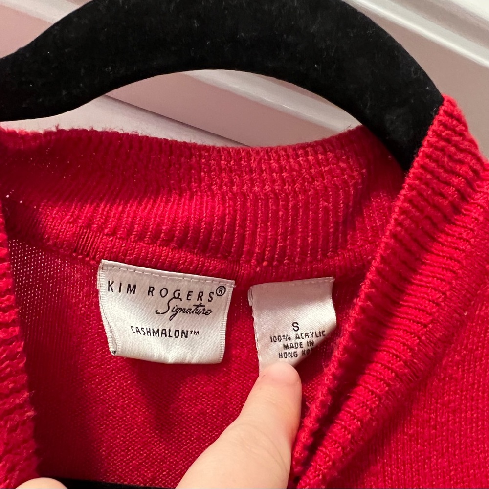 Kim Rogers Collection Small Red Cashmalon Short Sleeve Sweater - Picture 2 of 5